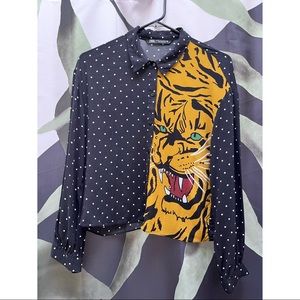 Zara graphic print button down top, size S